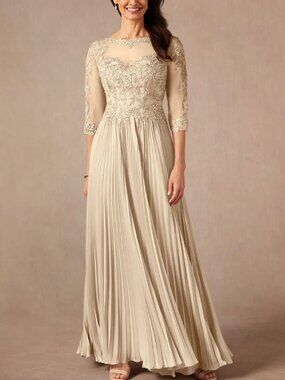 NWT Azazie Corinne  Champagne A-Line Sequins Chiffon Dress Size 22